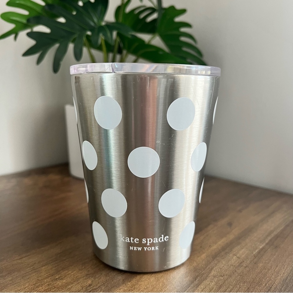 Kate Spade Stainless Steel 12oz Tumbler, White Dot